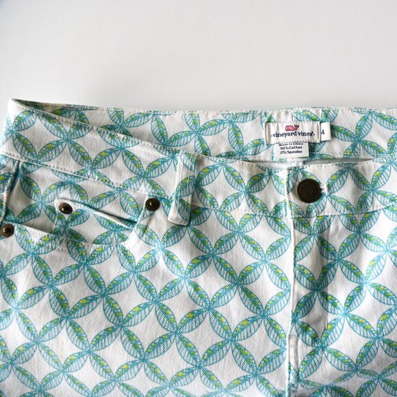 VINEYARD VINES Blue Green White Denim Straight Leg Jeans - Size 4 - Picture 3 of 9